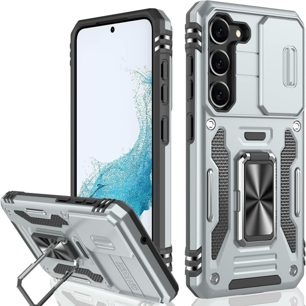 IKAZZ for Galaxy S23 Case with Camera Cover,Pass 16ft Drop Test Military Grade